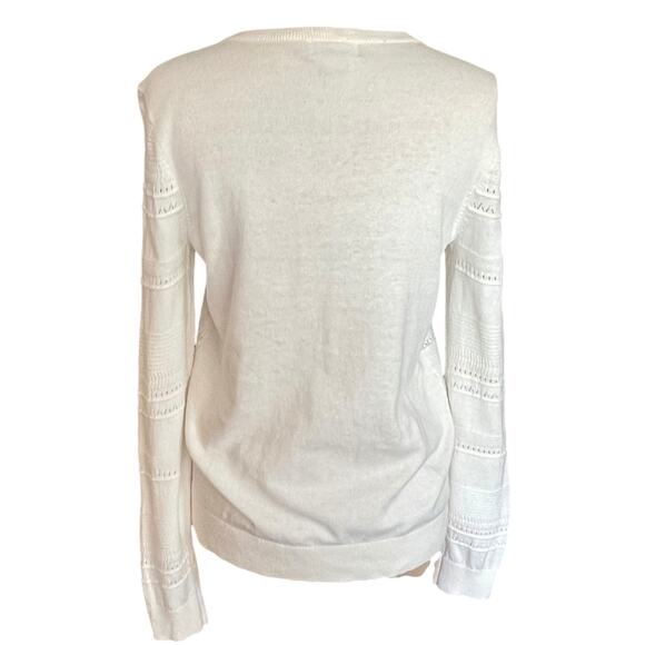 Laura Scott Cream Cotton Cardigan Sweater Round Neck Classic Fit MEDIUM Fall - Picture 3 of 8